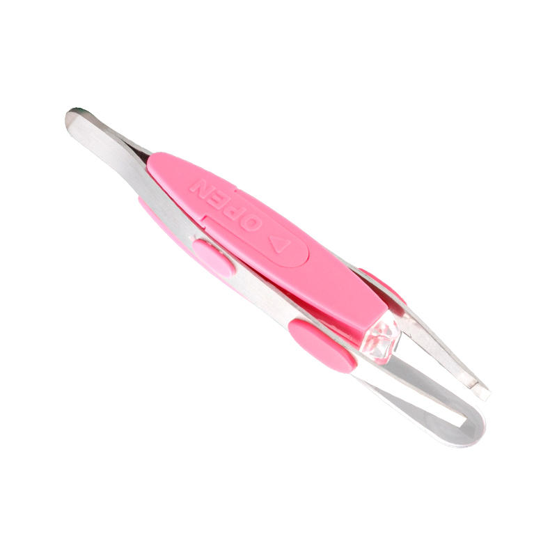 Eyebrow clip tweezers with LED light stainless steel beauty tools OH-E01