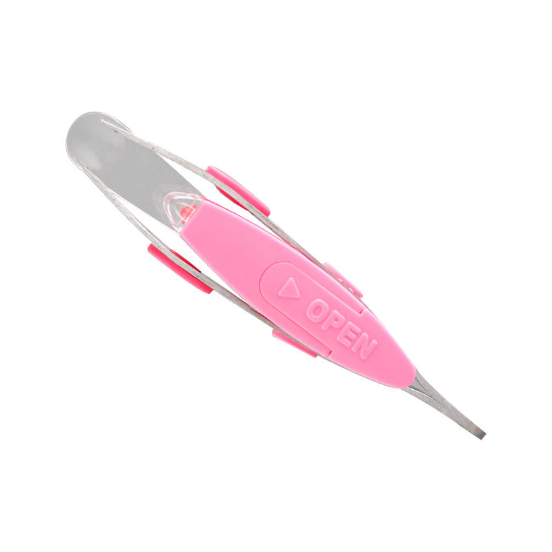 Eyebrow clip tweezers with LED light stainless steel beauty tools OH-E01